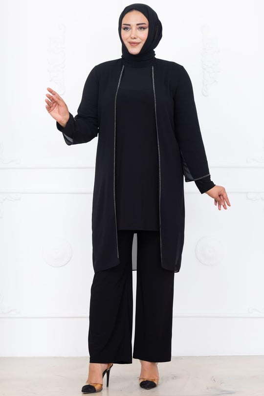 Sezen Tunik Pantolon İkili Tesettür Takım Siyah