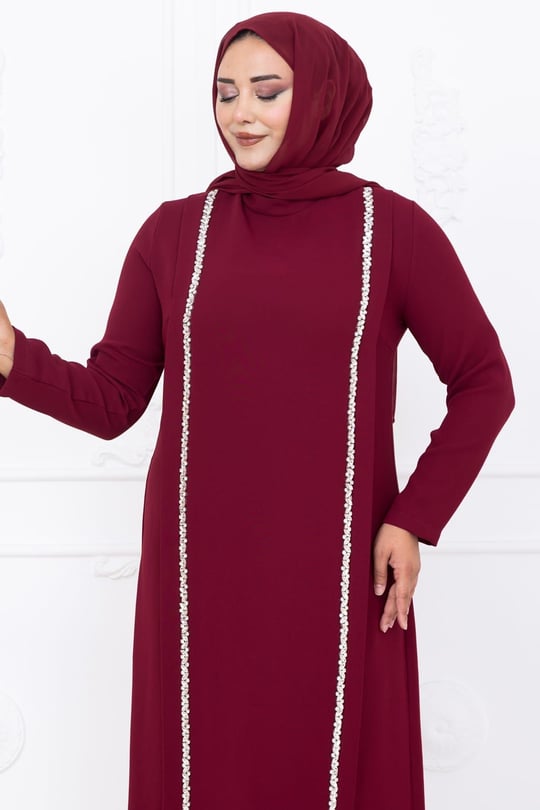 Yakut Tesettür Abiye Bordo