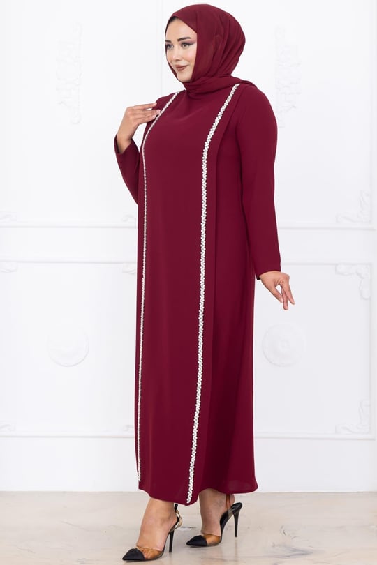 Yakut Tesettür Abiye Bordo
