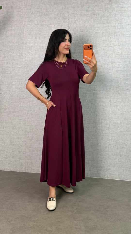 Beliz Bordo A Kesim Maxi Elbise