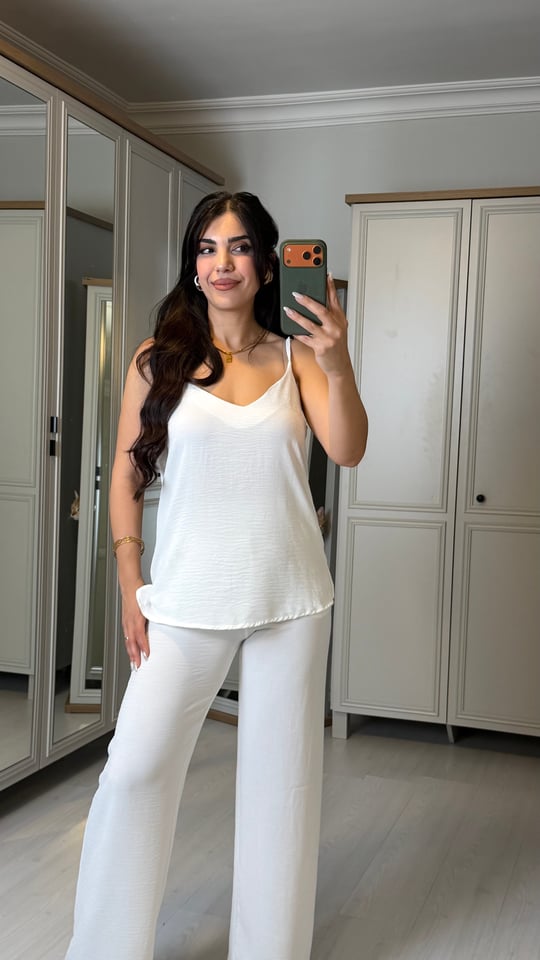 Laura Beyaz İp Askılı Aerobin İkili Takım