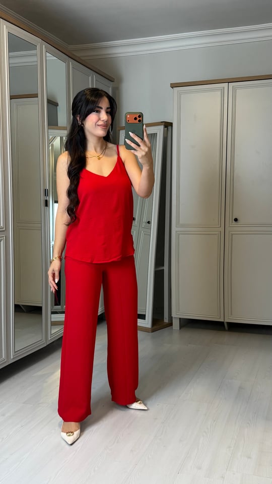 Laura Kırmızı İp Askılı Aerobin İkili Takım
