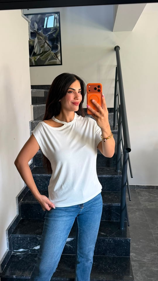 Lodi Beyaz Tek Omuz Basic Bluz