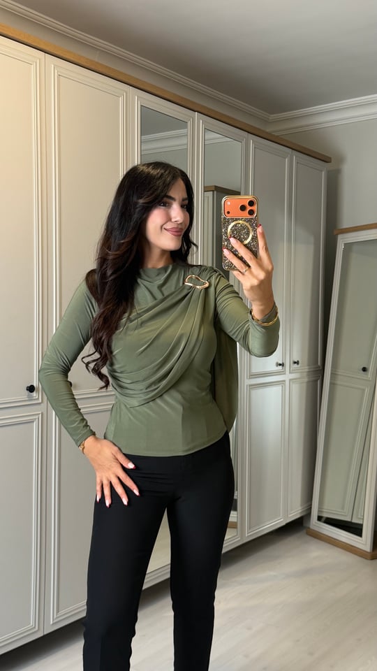 Maes Mint Yeşili Gold Tokalı Sandy Bluz