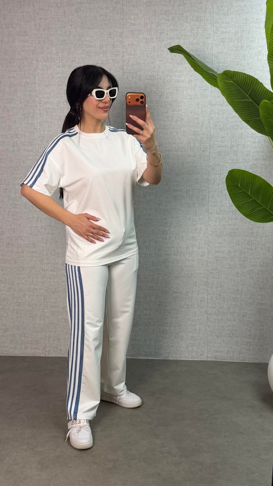 Ponne Beyaz Jean Detaylı İkili Takım