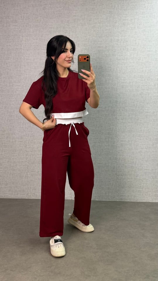 Pure Bordo Parçalı İkili Takım