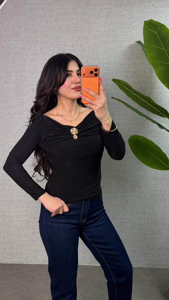 Sany Siyah Gold Tokalı Sandy Bluz