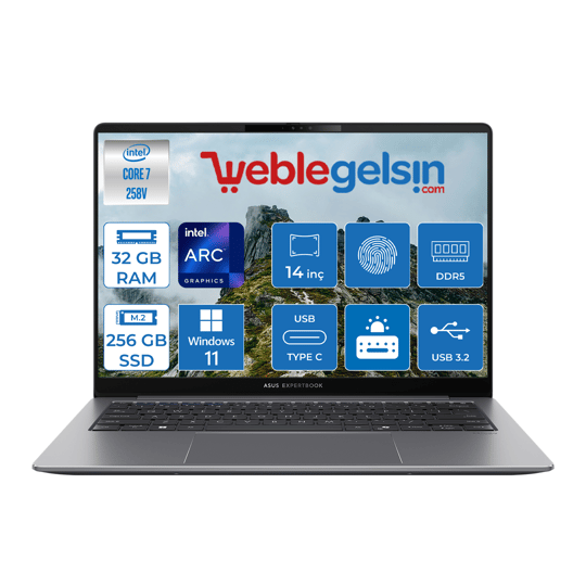 Asus Expertbook P5405CSA-WI7321TBS0D Intel Ultra 7 258V Aı 32GB 256GB SSD Arc 140V Windows 11 Home 14