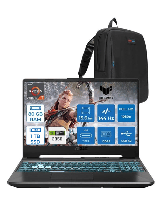 Asus Tuf Gaming A15 FA506NCR Amd Ryzen 7 7435HS 80GB 1TB SSD RTX3050 4gb 15.6