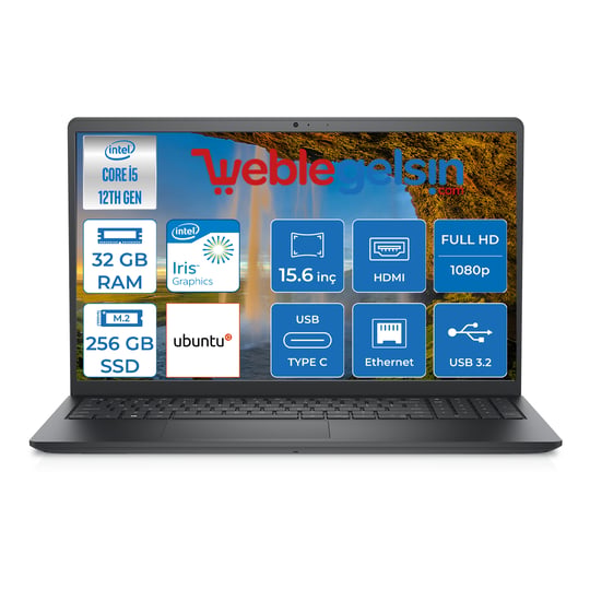Dell Vostro 3520 Intel Core İ5 1235U 32GB 256GB SSD Ubuntu 15.6