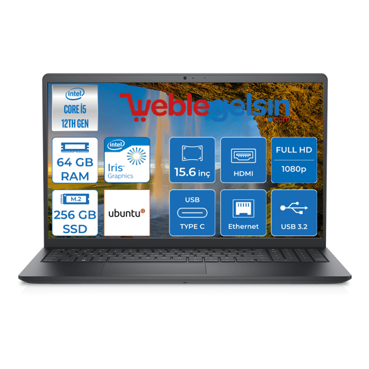 Dell Vostro 3520 Intel Core İ5 1235U 64GB 256GB SSD Ubuntu 15.6