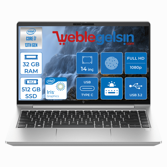 Hp Elitebook 640 G10  Intel Core I7 1355U 32GB 512GB SSD 14 inç Fhd Freedos Taşınabilir Bilgisayar ELİT8A571EA10