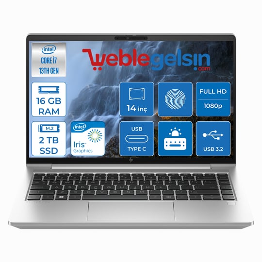 Hp Elitebook 640 G10  Intel Core I7 1355U 16GB 2TB SSD 14 inç Fhd Freedos Taşınabilir Bilgisayar ELİT8A571EA08