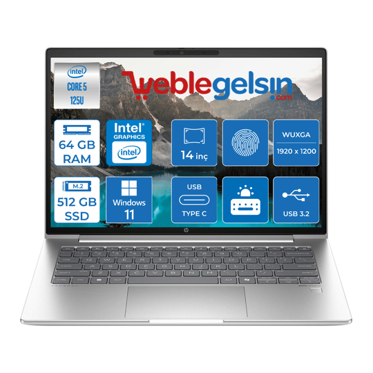 Hp Probook 440 G11 Intel Core Ultra 5 125U DDR5 64GB 512GB SSD Intel® Aı Boost 14
