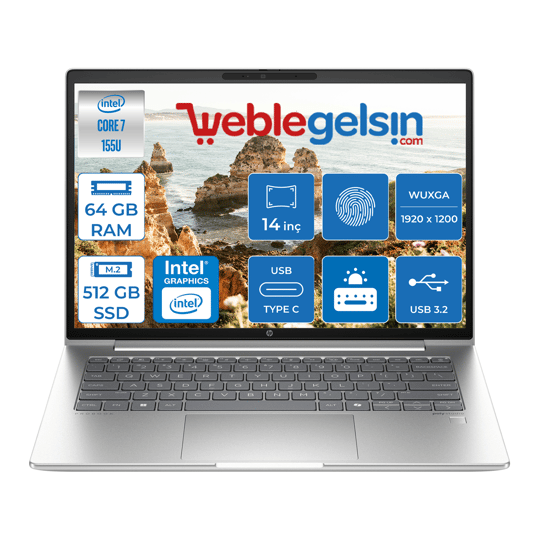 Hp Probook 440 G11 Intel Core Ultra 7 155U DDR5 64GB 512GB SSD Intel® Aı Boost 14
