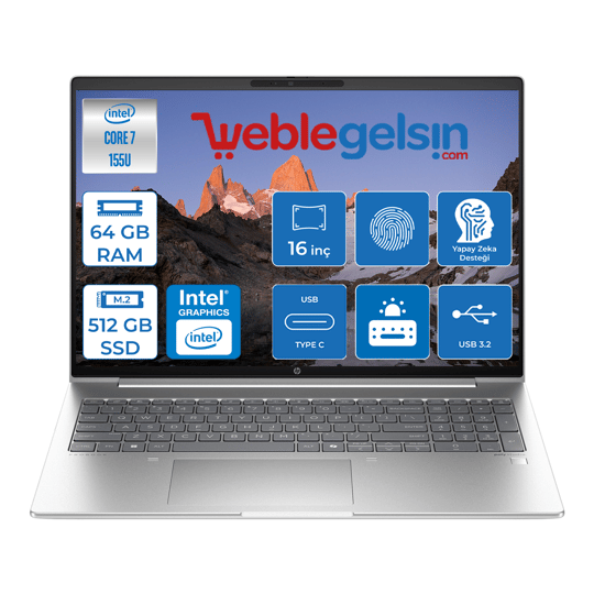 Hp Probook 460 G11 Intel Core Ultra 7 155U DDR5 64GB 512GB SSD Intel® Aı Boost 16
