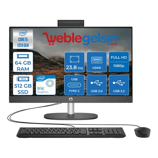 Hp Proone 240 G10 Intel Core I5 1335U 64GB 512GB SSD 23.8 Fhd IPS Freedos All In One Bilgisayar 88T2W5ES10