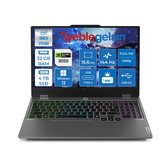 Lenovo Loq 15IAX9 Intel Core I5 12600HX 32GB DDR5 4TB SSD 6GB/RTX3050 Windows 11 Pro 15.6