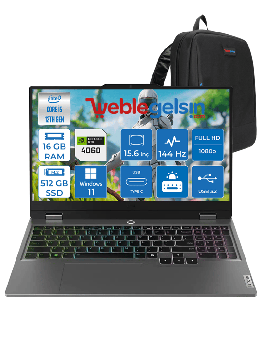 Lenovo LOQ 15IAX9 Intel i5 12450HX 16GB DDR5 512GB SSD RTX4060 8GB (105W) 15.6″ FHD Windows 11 Home 15.6