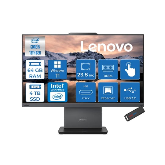 Lenovo Thinkcentre Neo 24 50A Gen5 Intel Core I5 13420H 64GB Ddr5 4TB SSD Windows 11 Home Intel® UHD Graphics 23.8