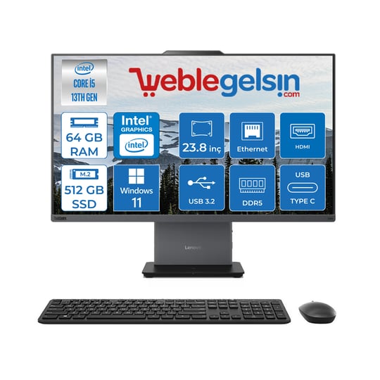 Lenovo Thinkcentre Neo 24 50A Gen5 Intel Core I5 13420H 64GB DDR5 512GB SSD Windows 11 Pro Intel® UHD Graphics 23.8