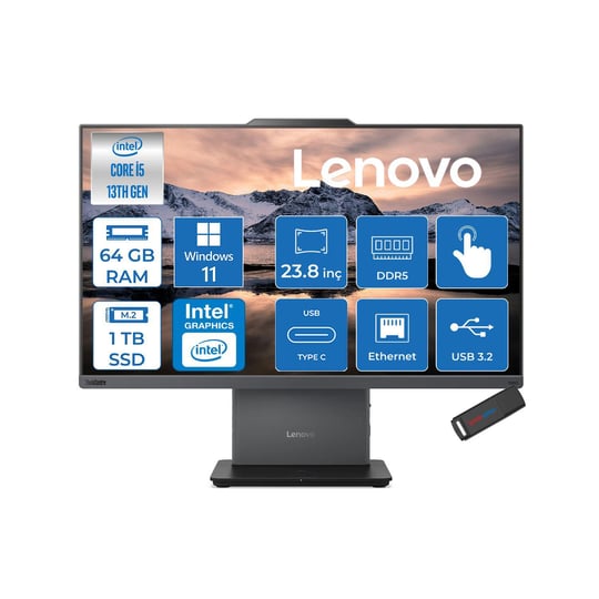 Lenovo Thinkcentre Neo 24 50A Gen5 Intel Core I5 13420H 64GB Ddr5 1TB SSD Windows 11 Home Intel® UHD Graphics 23.8