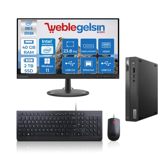 Lenovo Thinkcentre Neo 50Q Gen 4 Intel Core I5-13420H 40GB 2TB SSD 23.8 Inç Monitör Windows 11 Pro Mini Bilgisayar M12LN006KTRP15