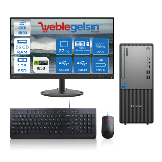 Lenovo Thinkcentre Neo 50T Gen 5 Intel Core I5 13400 96GB DDR5 1TB SSD 4GB/GTX1650 27
