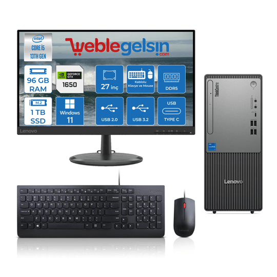 Lenovo Thinkcentre Neo 50T Gen 5 Intel Core I5 13400 96GB DDR5 1TB SSD 4GB/GTX1650 27