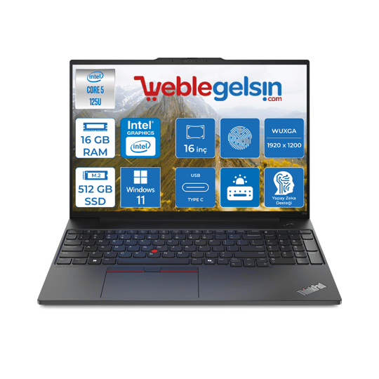 Lenovo Thinkpad E16 Gen2 Intel Core Ultra 5 125U DDR5 16GB 512GB SSD Intel® Aı Boost 16