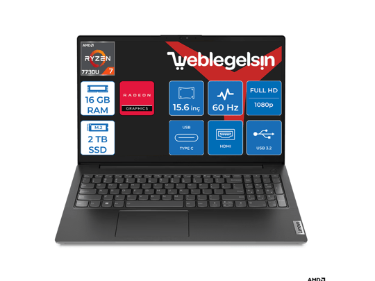 Lenovo V15 G4 ABP Amd Ryzen 7 7730U 16GB 2TB SSD 15.6 FullHD Freedos Taşınabilir Bilgisayar V82YY001MTR09+WeblegelsinÇanta
