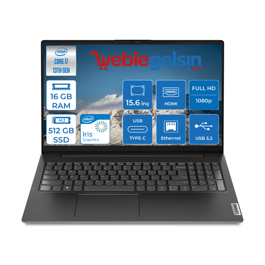 Lenovo V15 Gen4 Iru Intel Core I7-1355U 16GB 512GB SSD 15.6 inç Fullhd Freedos Taşınabilir Dizüstü Bilgisayar 883A100GPTR02