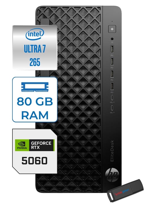 HPMasaüstü BilgisayarHp Elitedesk 8 G1I Ultra7 265 DDR5 80GB 4TB SSD 8GB/RTX5060 Wi-Fi 7 BE200 (2x2) + Bt 5.4 500W Windows 11 Pro Iş Istasyonu CS7A7ETP28