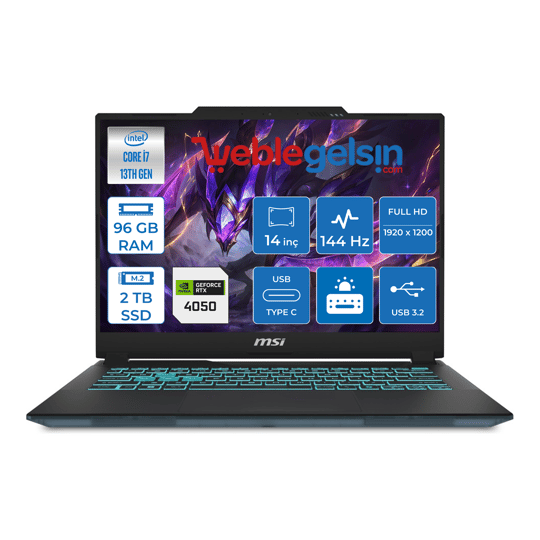 Msı Cyborg 14 Intel Core I7 13620H 96GB 2TB SSD RTX4050-6GB Freedos 14