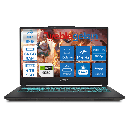 Msı Cyborg 15 Intel Core I5 13420H 64GB 4TB SSD RTX4050 6GB Freedos 15.6
