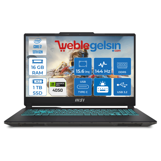 Msı Cyborg 15 Intel Core I7 13620H 16GB 1TB SSD RTX4050 6GB Freedos 15.6