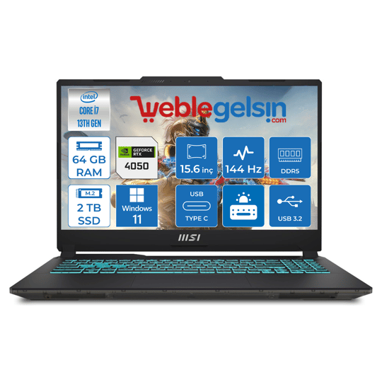 Msı Cyborg 15 Intel Core I7 13620H 64GB 2TB SSD RTX4050 6GB Windows 11 Pro 15.6