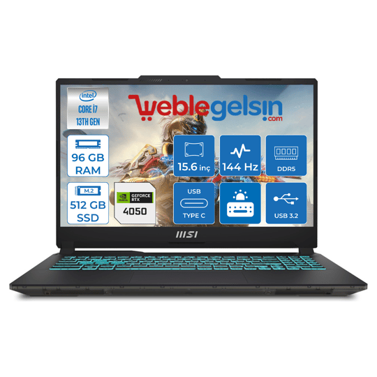Msı Cyborg 15 Intel Core I7 13620H 96GB 512GB SSD RTX4050 6GB Freedos 15.6