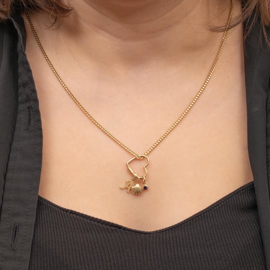 Kalp Karabina Charm Klipsi Altın Kolye