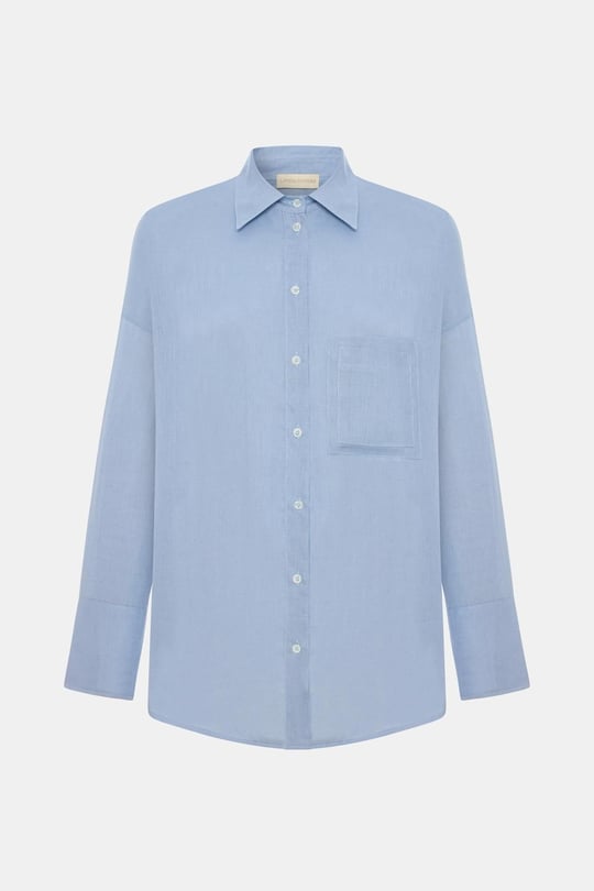 Alice Baby Blue %100 Keten Gömlek