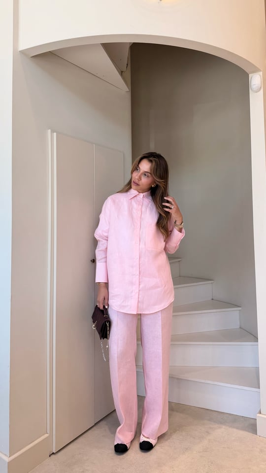 Alice Pink %100 Keten Pantolon