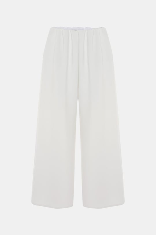 Beyaz Neopren  Bol Pantolon