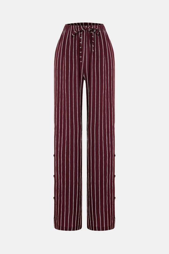 Bordo Çizgili Pantolon