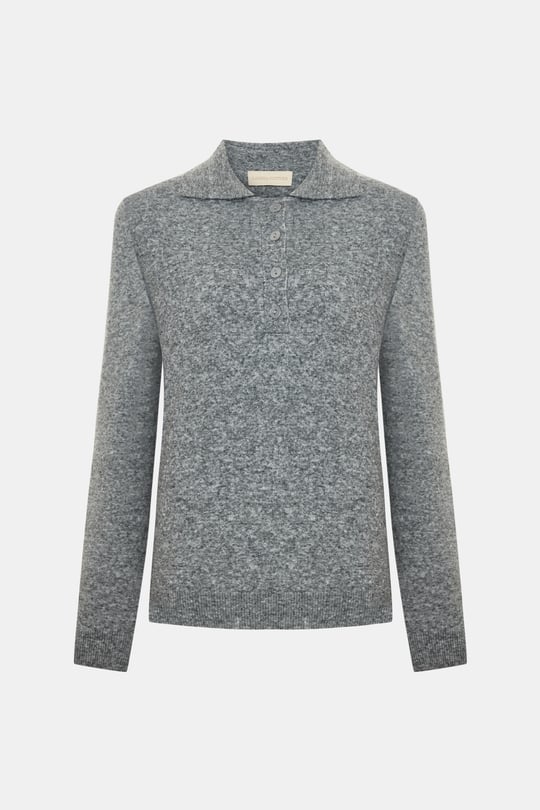Gri Polo Yaka Yün Kazak