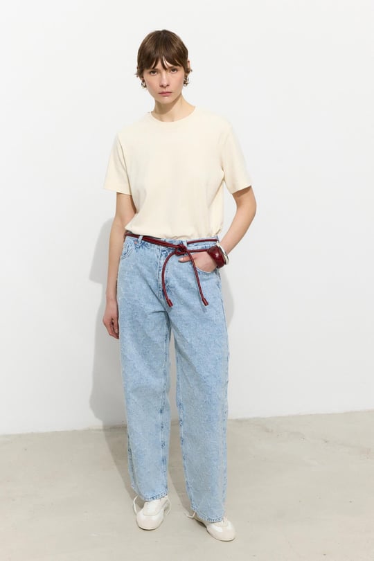 Yüksek Bel Wide-Leg Jean