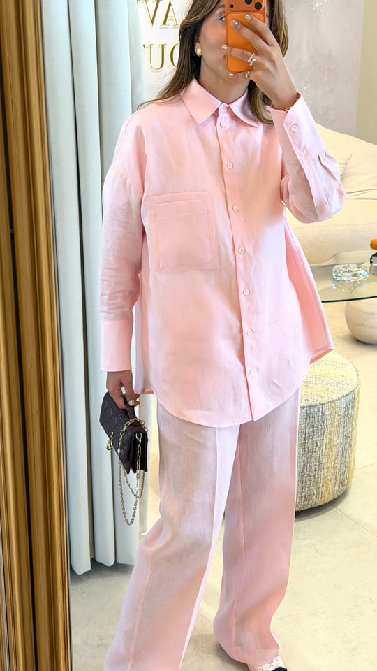 Alice Pink %100 Keten Pantolon