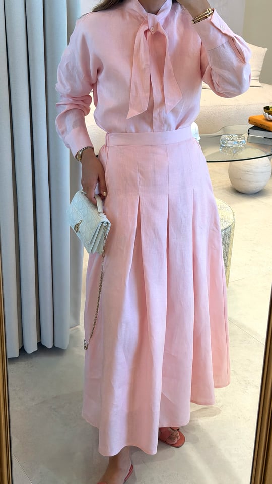 Marvy Pink %100 Keten Etek