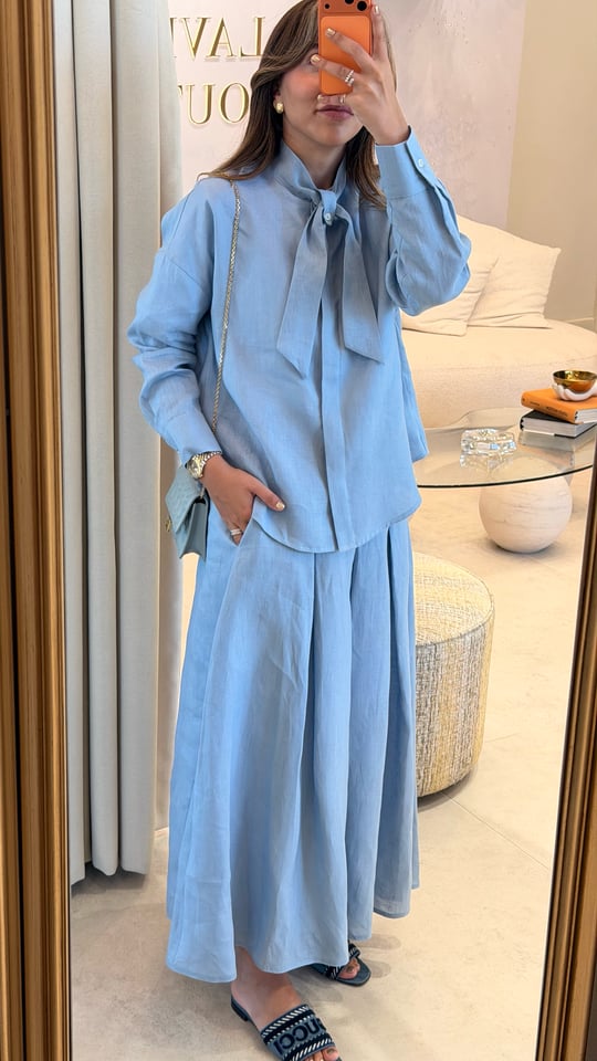 Marvy Tiffany Blue %100 Keten Etek