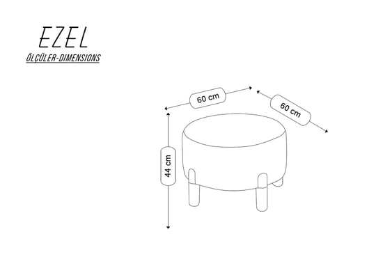 Ezel 60 Lık Puf - Somon