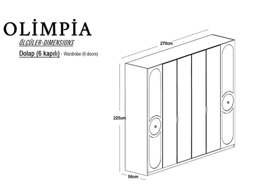 Olimpia 6 Kapılı Modül Dolap